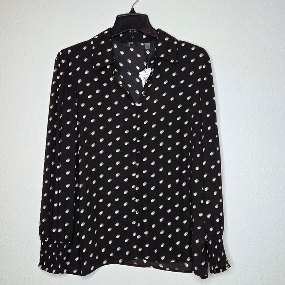 T Tahari Tops - NWT T Tahari Women's Long Sleeve Button Down Blouse - Shadow Dot